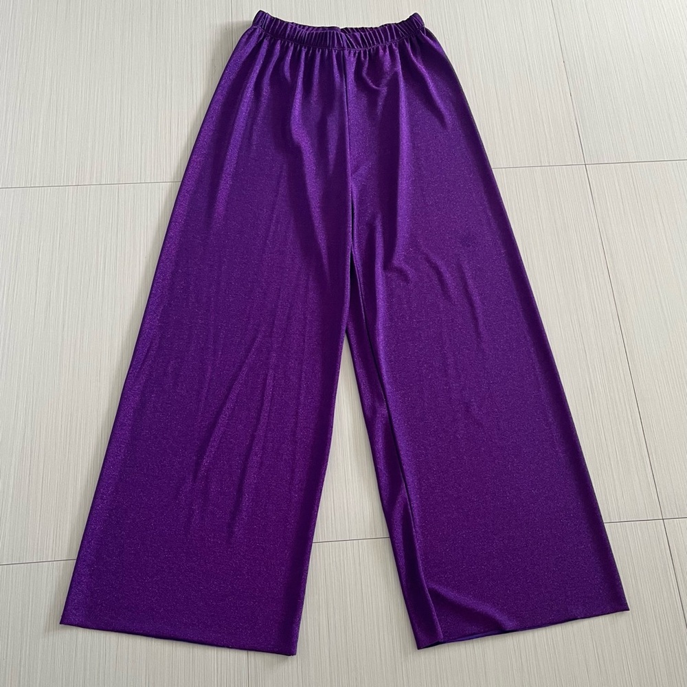 Elegant Purple metallic Wide-Leg Pants